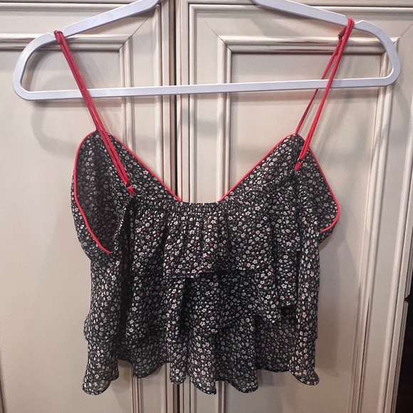 SOHO Pink Moon Bay Black and Red Floral Camisole. Size L - Picture 3 of 3